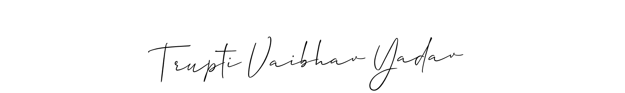 Allison_Script is a professional signature style that is perfect for those who want to add a touch of class to their signature. It is also a great choice for those who want to make their signature more unique. Get Trupti Vaibhav Yadav name to fancy signature for free. Trupti Vaibhav Yadav signature style 2 images and pictures png