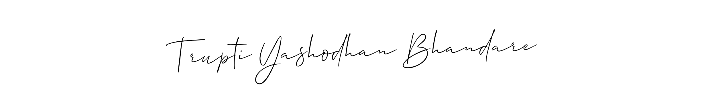 Create a beautiful signature design for name Trupti Yashodhan Bhandare. With this signature (Allison_Script) fonts, you can make a handwritten signature for free. Trupti Yashodhan Bhandare signature style 2 images and pictures png