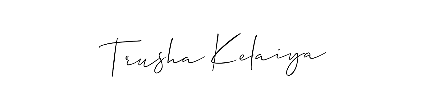 Design your own signature with our free online signature maker. With this signature software, you can create a handwritten (Allison_Script) signature for name Trusha Kelaiya. Trusha Kelaiya signature style 2 images and pictures png