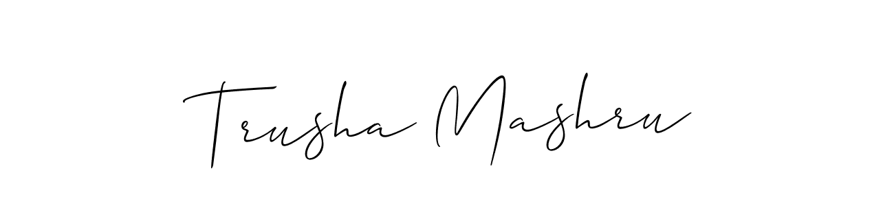 How to Draw Trusha Mashru signature style? Allison_Script is a latest design signature styles for name Trusha Mashru. Trusha Mashru signature style 2 images and pictures png