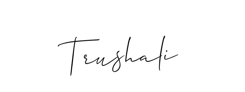 Make a beautiful signature design for name Trushali. With this signature (Allison_Script) style, you can create a handwritten signature for free. Trushali signature style 2 images and pictures png