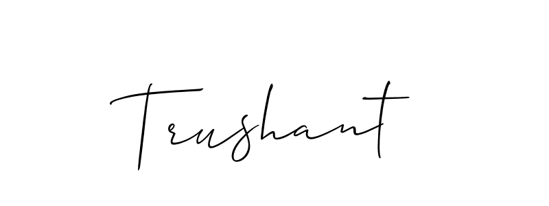 Make a beautiful signature design for name Trushant. With this signature (Allison_Script) style, you can create a handwritten signature for free. Trushant signature style 2 images and pictures png