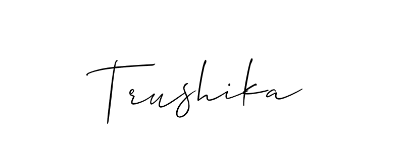 Make a beautiful signature design for name Trushika. With this signature (Allison_Script) style, you can create a handwritten signature for free. Trushika signature style 2 images and pictures png