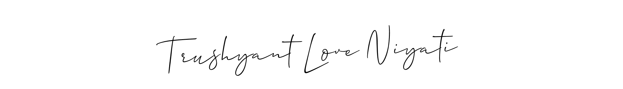 This is the best signature style for the Trushyant Love Niyati name. Also you like these signature font (Allison_Script). Mix name signature. Trushyant Love Niyati signature style 2 images and pictures png