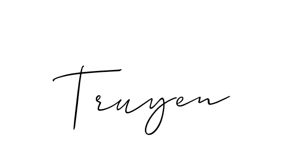 Design your own signature with our free online signature maker. With this signature software, you can create a handwritten (Allison_Script) signature for name Truyen. Truyen signature style 2 images and pictures png