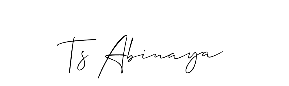 Also we have Ts Abinaya name is the best signature style. Create professional handwritten signature collection using Allison_Script autograph style. Ts Abinaya signature style 2 images and pictures png