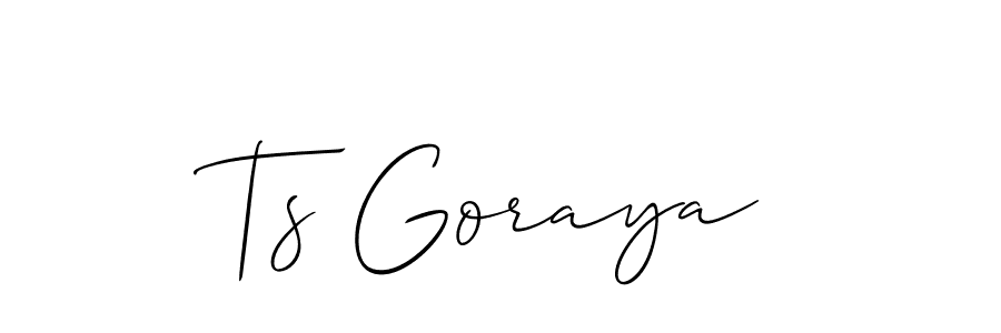 Make a beautiful signature design for name Ts Goraya. With this signature (Allison_Script) style, you can create a handwritten signature for free. Ts Goraya signature style 2 images and pictures png