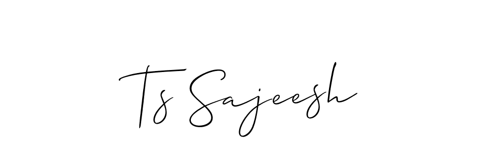 Allison_Script is a professional signature style that is perfect for those who want to add a touch of class to their signature. It is also a great choice for those who want to make their signature more unique. Get Ts Sajeesh name to fancy signature for free. Ts Sajeesh signature style 2 images and pictures png