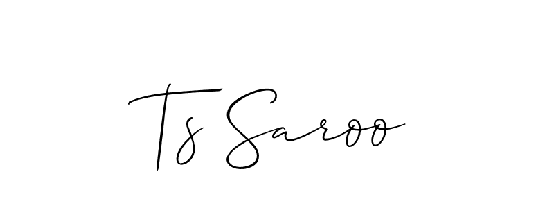 How to make Ts Saroo name signature. Use Allison_Script style for creating short signs online. This is the latest handwritten sign. Ts Saroo signature style 2 images and pictures png