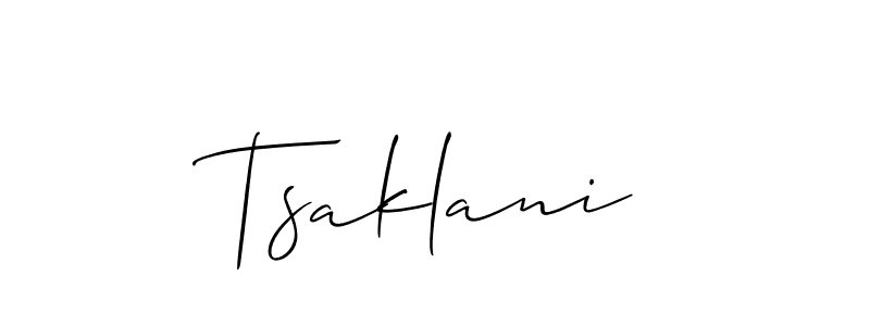 The best way (Allison_Script) to make a short signature is to pick only two or three words in your name. The name Tsaklani include a total of six letters. For converting this name. Tsaklani signature style 2 images and pictures png