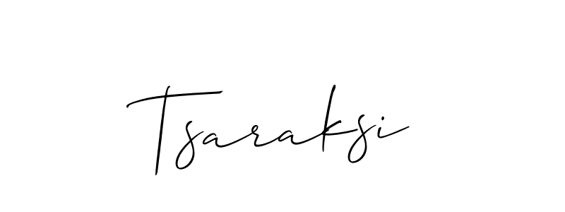 How to make Tsaraksi signature? Allison_Script is a professional autograph style. Create handwritten signature for Tsaraksi name. Tsaraksi signature style 2 images and pictures png