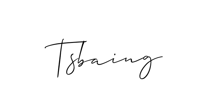 It looks lik you need a new signature style for name Tsbaing. Design unique handwritten (Allison_Script) signature with our free signature maker in just a few clicks. Tsbaing signature style 2 images and pictures png