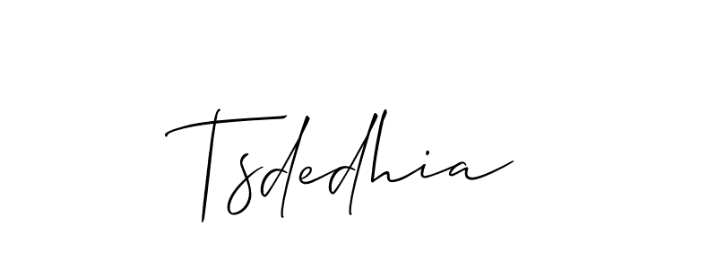 How to make Tsdedhia signature? Allison_Script is a professional autograph style. Create handwritten signature for Tsdedhia name. Tsdedhia signature style 2 images and pictures png