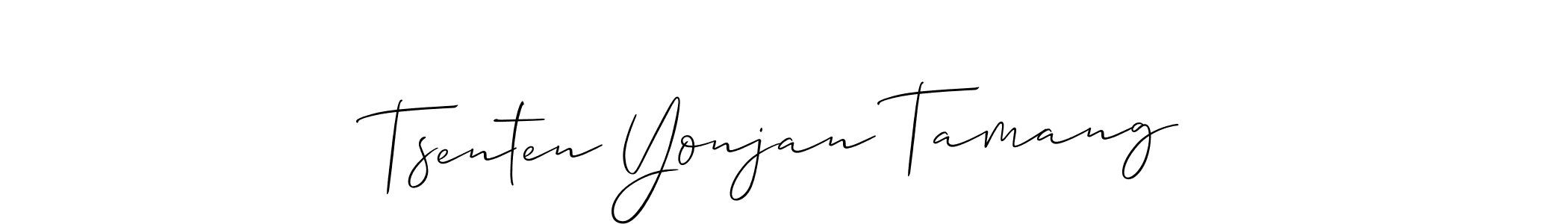 Make a short Tsenten Yonjan Tamang signature style. Manage your documents anywhere anytime using Allison_Script. Create and add eSignatures, submit forms, share and send files easily. Tsenten Yonjan Tamang signature style 2 images and pictures png