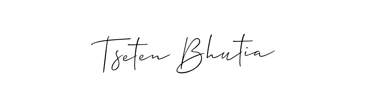 It looks lik you need a new signature style for name Tseten Bhutia. Design unique handwritten (Allison_Script) signature with our free signature maker in just a few clicks. Tseten Bhutia signature style 2 images and pictures png