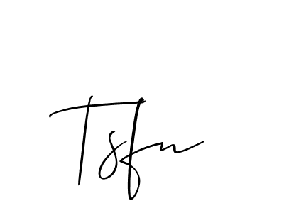 Use a signature maker to create a handwritten signature online. With this signature software, you can design (Allison_Script) your own signature for name Tsfn. Tsfn signature style 2 images and pictures png