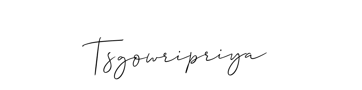 Use a signature maker to create a handwritten signature online. With this signature software, you can design (Allison_Script) your own signature for name Tsgowripriya. Tsgowripriya signature style 2 images and pictures png