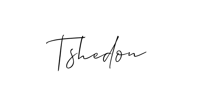 Use a signature maker to create a handwritten signature online. With this signature software, you can design (Allison_Script) your own signature for name Tshedon. Tshedon signature style 2 images and pictures png