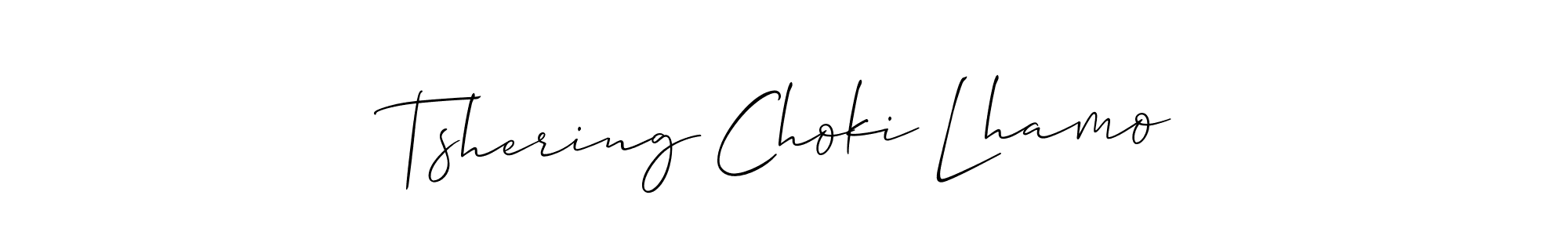 if you are searching for the best signature style for your name Tshering Choki Lhamo. so please give up your signature search. here we have designed multiple signature styles  using Allison_Script. Tshering Choki Lhamo signature style 2 images and pictures png
