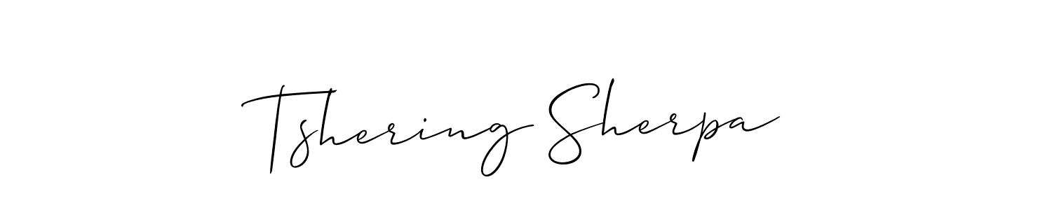 Design your own signature with our free online signature maker. With this signature software, you can create a handwritten (Allison_Script) signature for name Tshering Sherpa. Tshering Sherpa signature style 2 images and pictures png