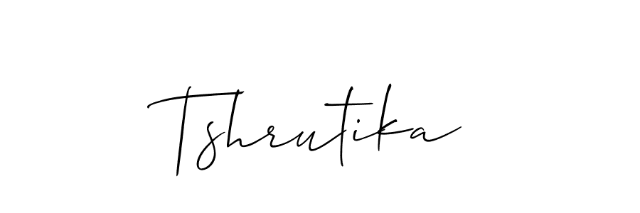 Use a signature maker to create a handwritten signature online. With this signature software, you can design (Allison_Script) your own signature for name Tshrutika. Tshrutika signature style 2 images and pictures png