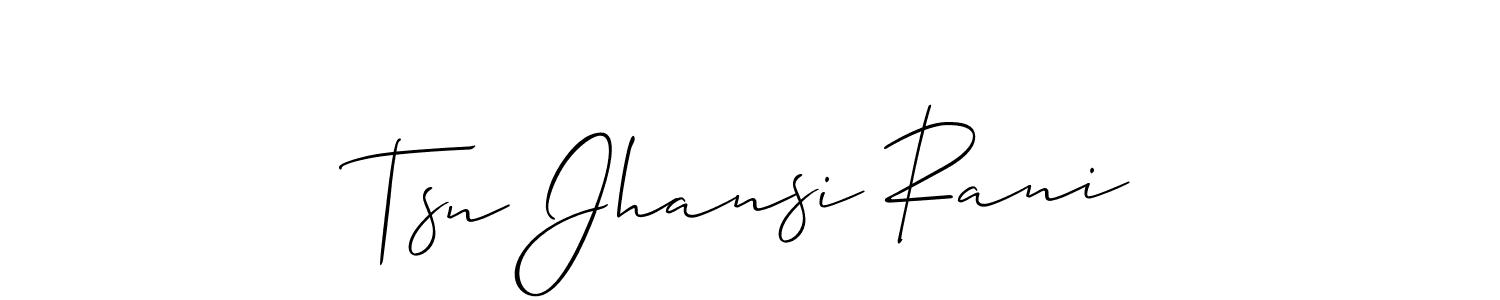 Allison_Script is a professional signature style that is perfect for those who want to add a touch of class to their signature. It is also a great choice for those who want to make their signature more unique. Get Tsn Jhansi Rani name to fancy signature for free. Tsn Jhansi Rani signature style 2 images and pictures png