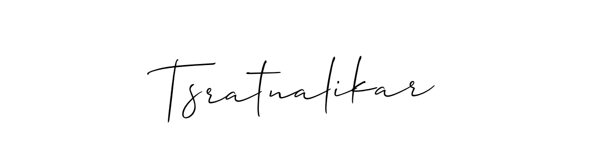 if you are searching for the best signature style for your name Tsratnalikar. so please give up your signature search. here we have designed multiple signature styles  using Allison_Script. Tsratnalikar signature style 2 images and pictures png