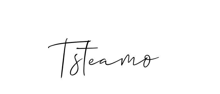 Use a signature maker to create a handwritten signature online. With this signature software, you can design (Allison_Script) your own signature for name Tsteamo. Tsteamo signature style 2 images and pictures png