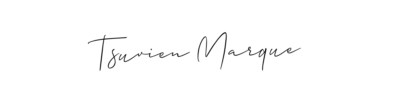 How to make Tsuvien Marque name signature. Use Allison_Script style for creating short signs online. This is the latest handwritten sign. Tsuvien Marque signature style 2 images and pictures png