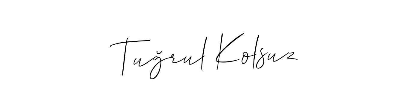Tuğrul Kolsuz stylish signature style. Best Handwritten Sign (Allison_Script) for my name. Handwritten Signature Collection Ideas for my name Tuğrul Kolsuz. Tuğrul Kolsuz signature style 2 images and pictures png
