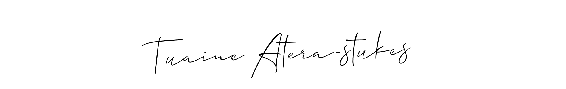 Similarly Allison_Script is the best handwritten signature design. Signature creator online .You can use it as an online autograph creator for name Tuaine Atera-stukes. Tuaine Atera-stukes signature style 2 images and pictures png