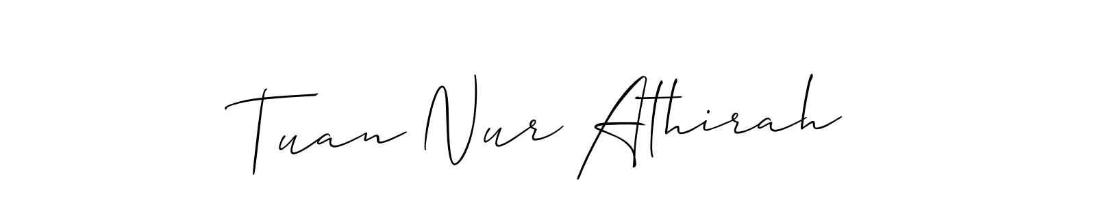 Also You can easily find your signature by using the search form. We will create Tuan Nur Athirah name handwritten signature images for you free of cost using Allison_Script sign style. Tuan Nur Athirah signature style 2 images and pictures png