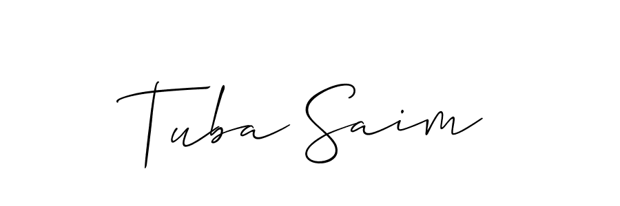 if you are searching for the best signature style for your name Tuba Saim. so please give up your signature search. here we have designed multiple signature styles  using Allison_Script. Tuba Saim signature style 2 images and pictures png