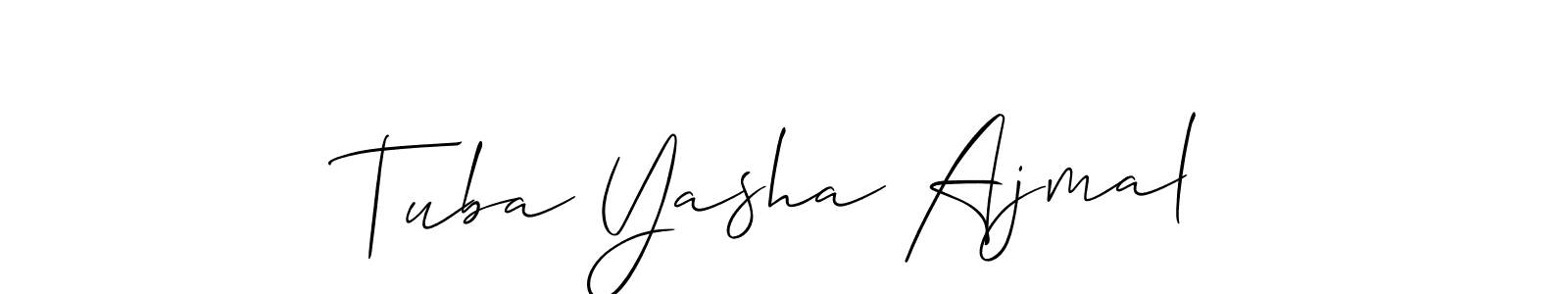 Use a signature maker to create a handwritten signature online. With this signature software, you can design (Allison_Script) your own signature for name Tuba Yasha Ajmal. Tuba Yasha Ajmal signature style 2 images and pictures png