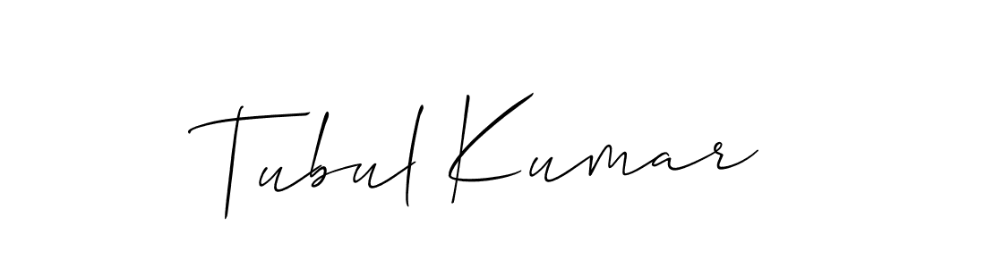 The best way (Allison_Script) to make a short signature is to pick only two or three words in your name. The name Tubul Kumar include a total of six letters. For converting this name. Tubul Kumar signature style 2 images and pictures png