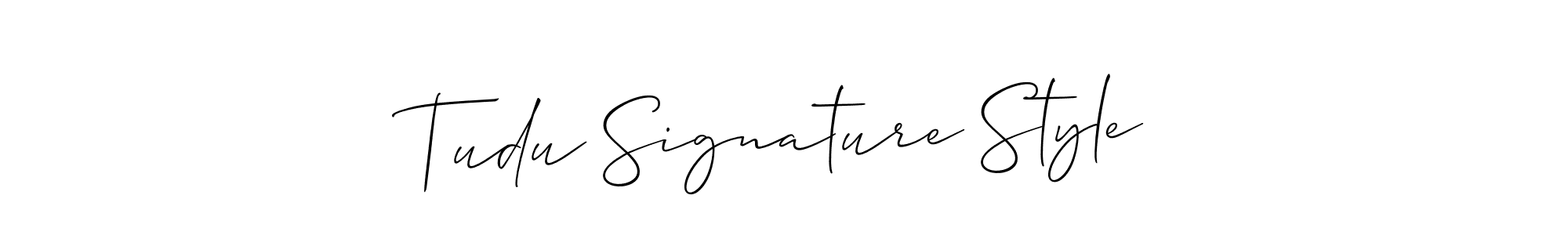 How to Draw Tudu Signature Style signature style? Allison_Script is a latest design signature styles for name Tudu Signature Style. Tudu Signature Style signature style 2 images and pictures png