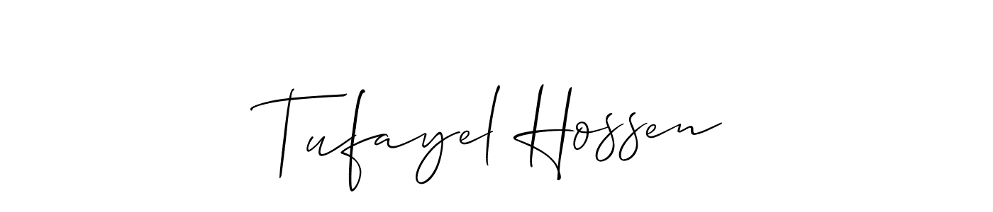 Also You can easily find your signature by using the search form. We will create Tufayel Hossen name handwritten signature images for you free of cost using Allison_Script sign style. Tufayel Hossen signature style 2 images and pictures png