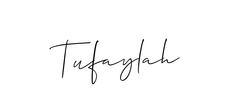 You should practise on your own different ways (Allison_Script) to write your name (Tufaylah) in signature. don't let someone else do it for you. Tufaylah signature style 2 images and pictures png