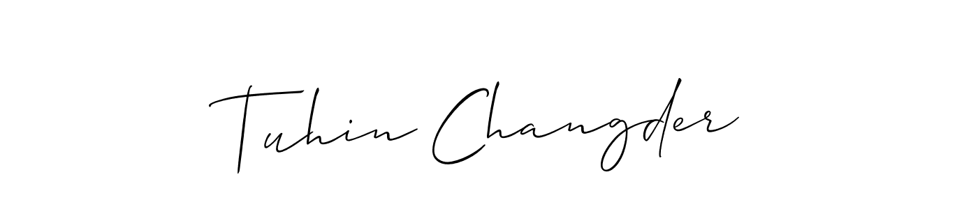 Make a beautiful signature design for name Tuhin Changder. With this signature (Allison_Script) style, you can create a handwritten signature for free. Tuhin Changder signature style 2 images and pictures png