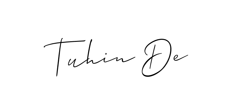 How to make Tuhin De name signature. Use Allison_Script style for creating short signs online. This is the latest handwritten sign. Tuhin De signature style 2 images and pictures png