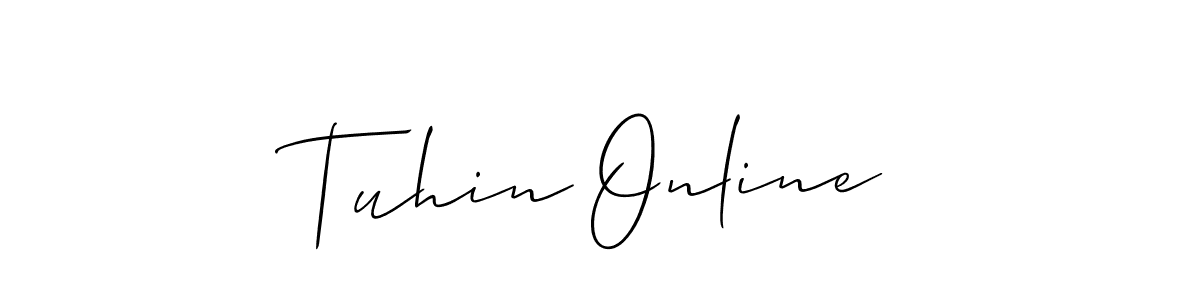 The best way (Allison_Script) to make a short signature is to pick only two or three words in your name. The name Tuhin Online include a total of six letters. For converting this name. Tuhin Online signature style 2 images and pictures png
