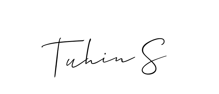How to make Tuhin S signature? Allison_Script is a professional autograph style. Create handwritten signature for Tuhin S name. Tuhin S signature style 2 images and pictures png