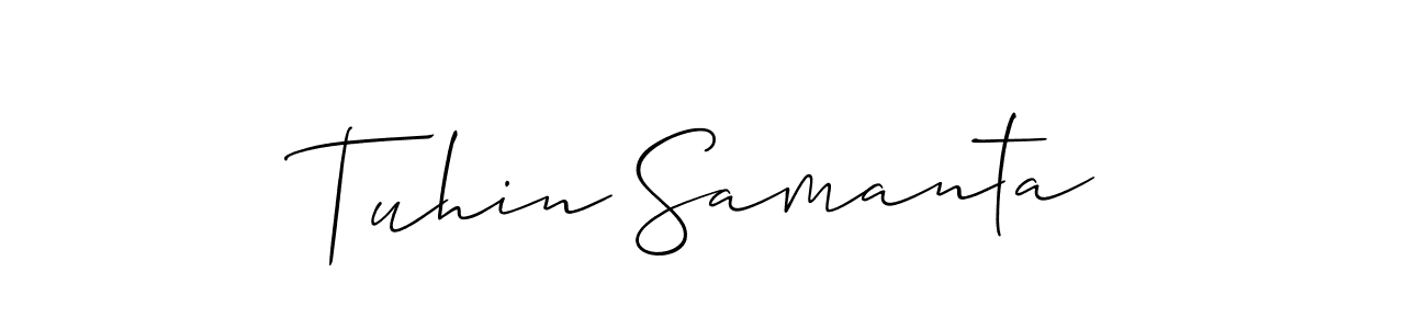 Make a beautiful signature design for name Tuhin Samanta. With this signature (Allison_Script) style, you can create a handwritten signature for free. Tuhin Samanta signature style 2 images and pictures png