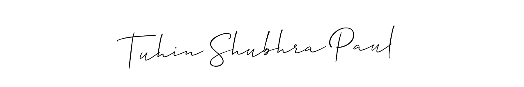 How to Draw Tuhin Shubhra Paul signature style? Allison_Script is a latest design signature styles for name Tuhin Shubhra Paul. Tuhin Shubhra Paul signature style 2 images and pictures png