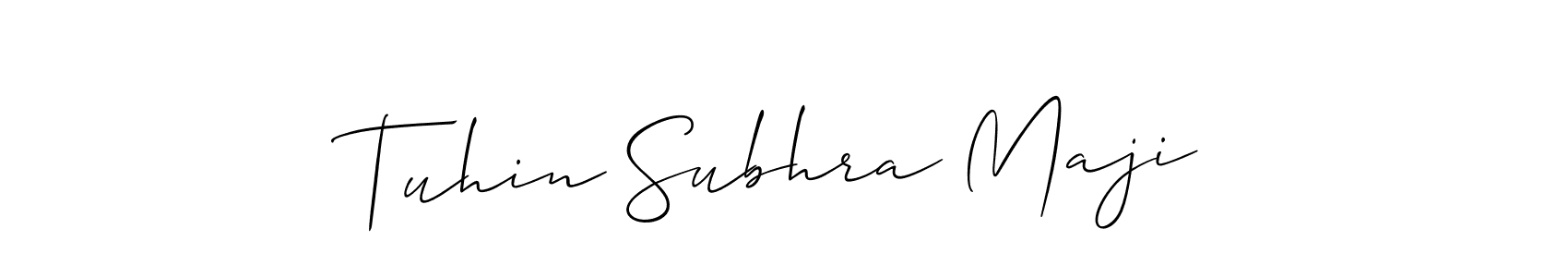 How to Draw Tuhin Subhra Maji signature style? Allison_Script is a latest design signature styles for name Tuhin Subhra Maji. Tuhin Subhra Maji signature style 2 images and pictures png