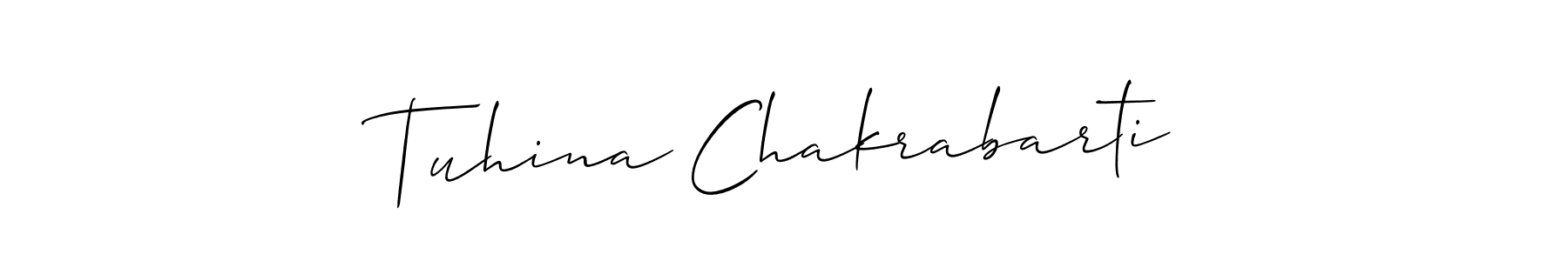 You should practise on your own different ways (Allison_Script) to write your name (Tuhina Chakrabarti) in signature. don't let someone else do it for you. Tuhina Chakrabarti signature style 2 images and pictures png