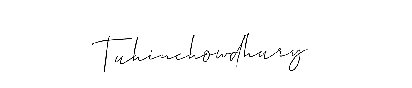 The best way (Allison_Script) to make a short signature is to pick only two or three words in your name. The name Tuhinchowdhury include a total of six letters. For converting this name. Tuhinchowdhury signature style 2 images and pictures png