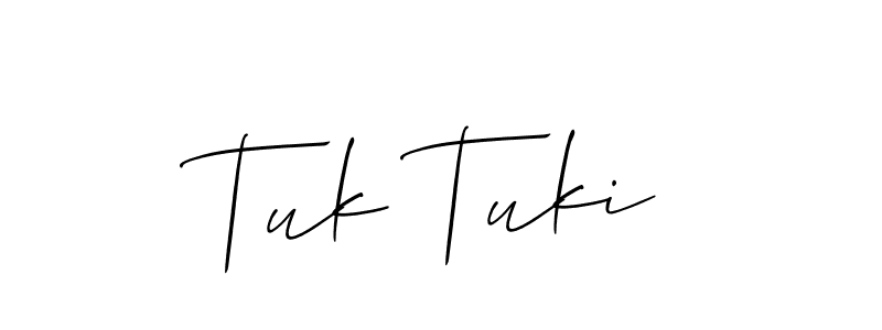 How to Draw Tuk Tuki signature style? Allison_Script is a latest design signature styles for name Tuk Tuki. Tuk Tuki signature style 2 images and pictures png