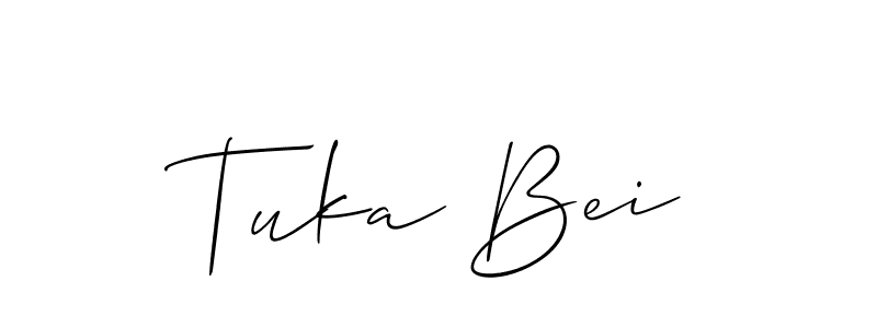 Similarly Allison_Script is the best handwritten signature design. Signature creator online .You can use it as an online autograph creator for name Tuka Bei. Tuka Bei signature style 2 images and pictures png