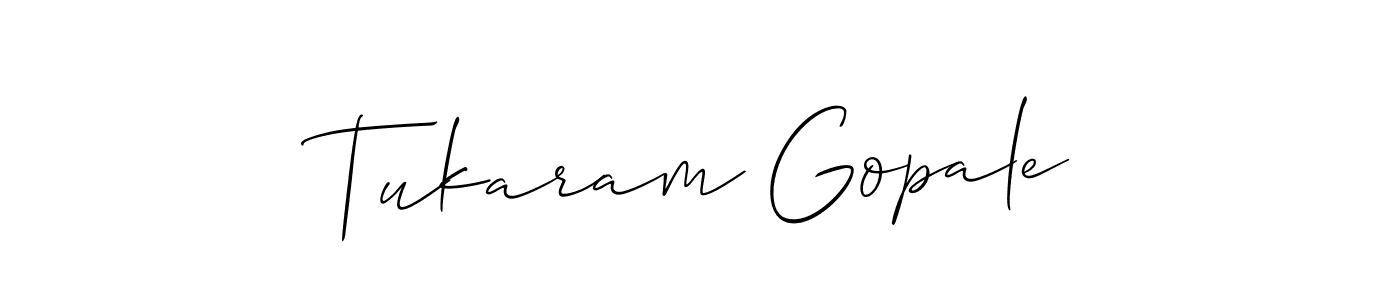 Use a signature maker to create a handwritten signature online. With this signature software, you can design (Allison_Script) your own signature for name Tukaram Gopale. Tukaram Gopale signature style 2 images and pictures png